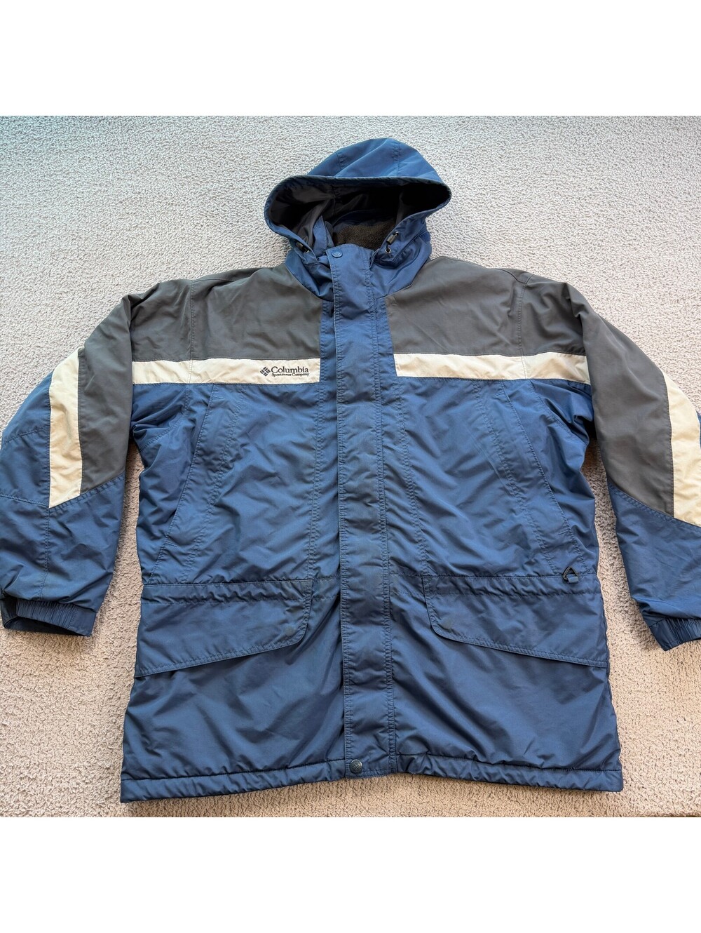 Vintage 90s Columbia Sportswear Men’s XL Blue Fleece Lined Hooded Ski Jacket